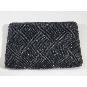 VTG Lord Taylor Designer Hand Beaded Zip Top Mini Clutch Coin Purse Evening Bag